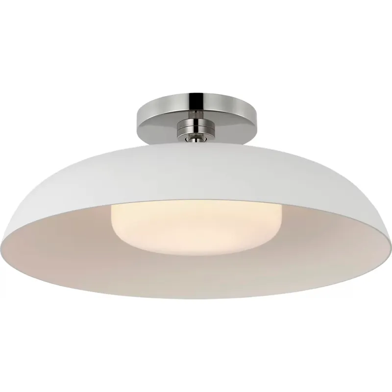 Amber Lewis Cyrus LED 15.5 inch Polished Nickel and White Flush Mount Ceiling Light