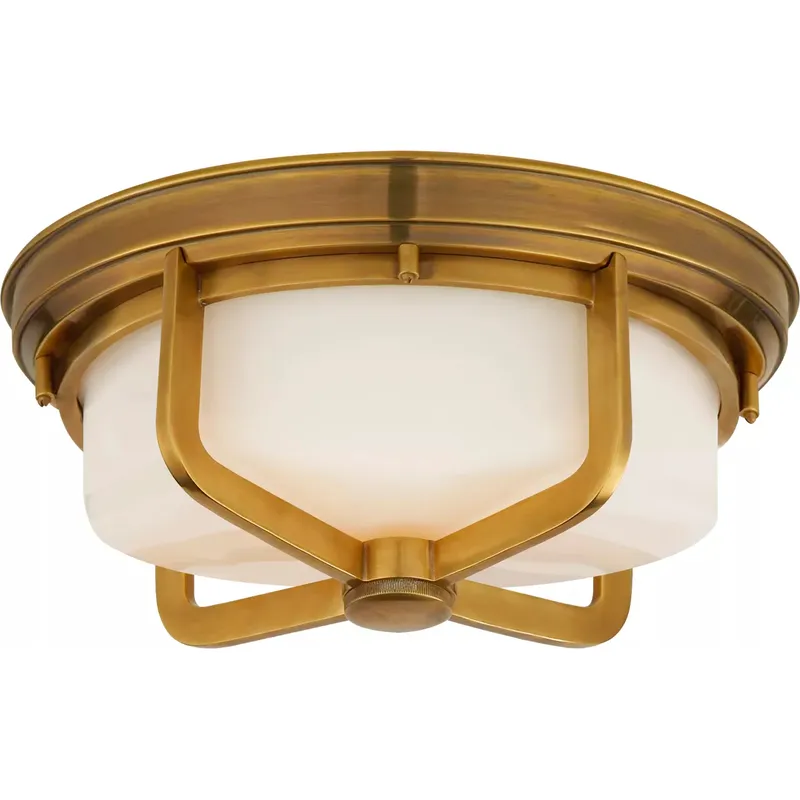 Thomas O'Brien Milton 2 Light 14.5 inch Hand-Rubbed Antique Brass Flush Mount Ceiling Light, Large