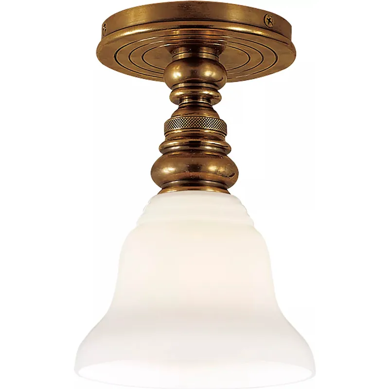 Chapman & Myers Boston 1 Light 5.5 inch Hand-Rubbed Antique Brass Flush Mount Ceiling Light in White