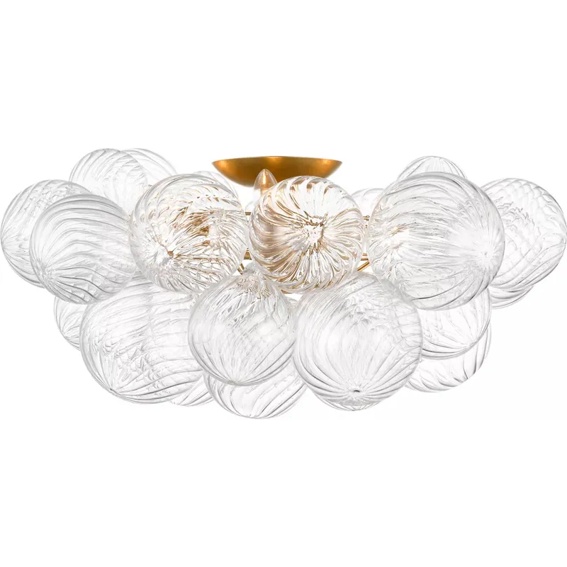Julie Neill Talia LED 25.25 inch Gild and Clear Swirled Glass Flush Mount Ceiling Light, Extra Large
