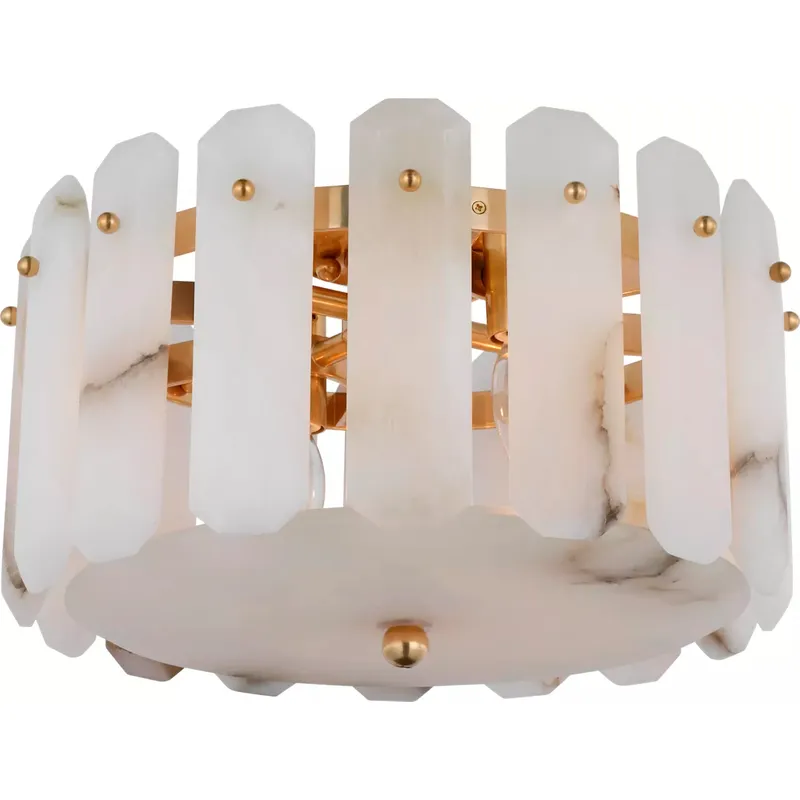 AERIN Bonnington 4 Light 14.25 inch Hand-Rubbed Antique Brass Flush Mount Ceiling Light in Alabaster, Small