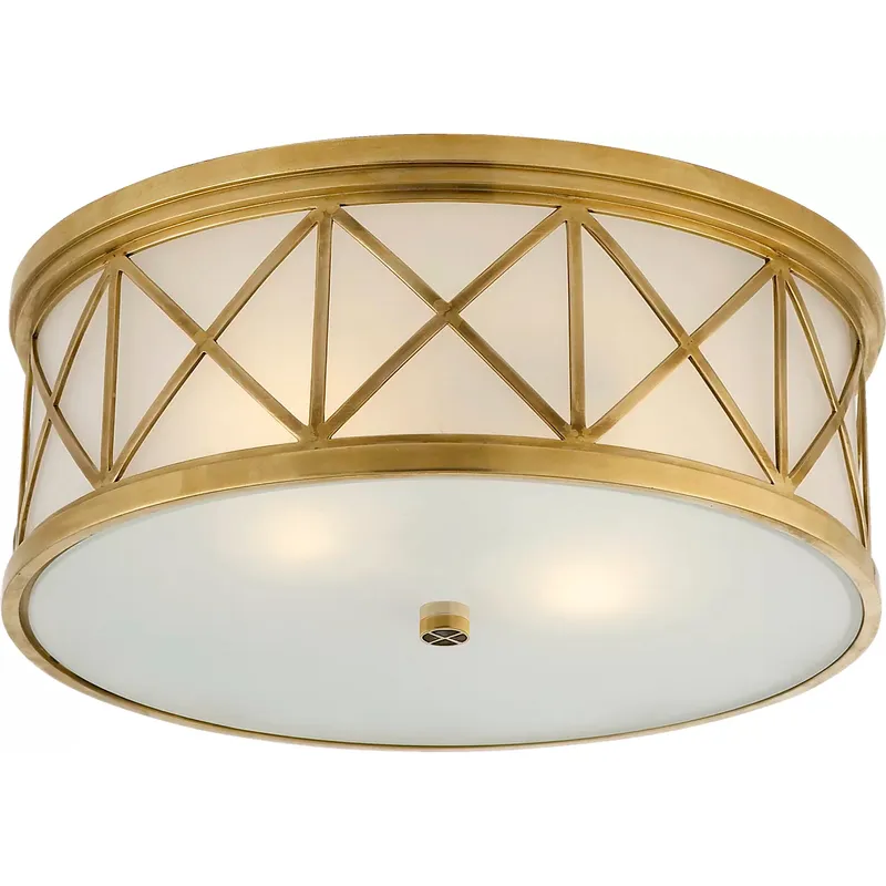 Suzanne Kasler Montpelier 3 Light 16 inch Hand-Rubbed Antique Brass Flush Mount Ceiling Light, Large