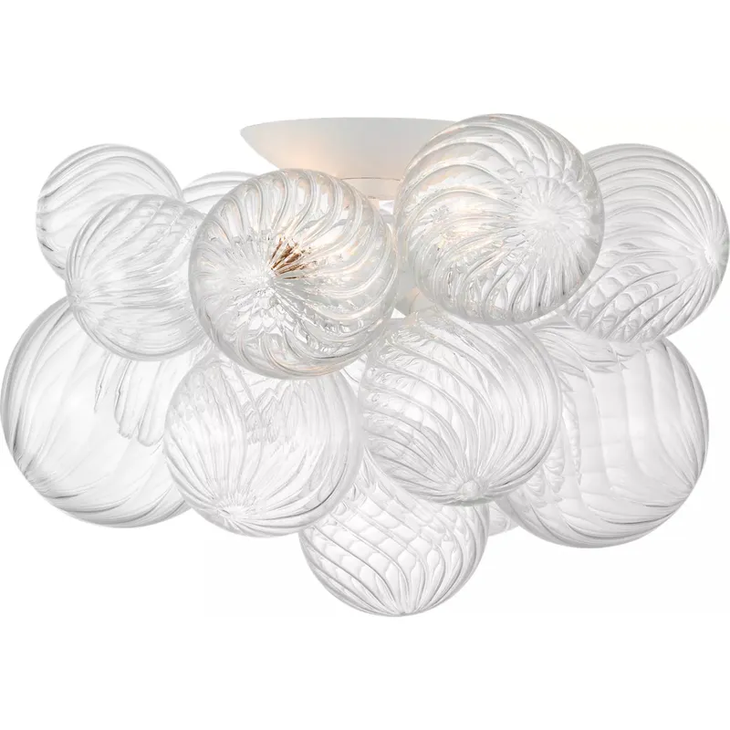Julie Neill Talia LED 19.5 inch Plaster White and Clear Swirled Glass Flush Mount Ceiling Light, Large
