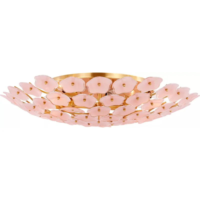 kate spade new york Leighton LED 32.5 inch Soft Brass Flush Mount Ceiling Light in Blush Tinted Glass, Grande