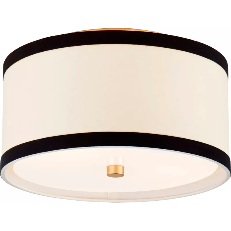 kate spade new york Walker 2 Light 13 inch Gild Flush Mount Ceiling Light in Cream Linen with Black Linen Trim, Small