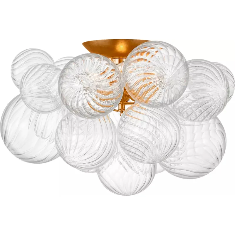 Julie Neill Talia LED 19.5 inch Gild and Clear Swirled Glass Flush Mount Ceiling Light, Large