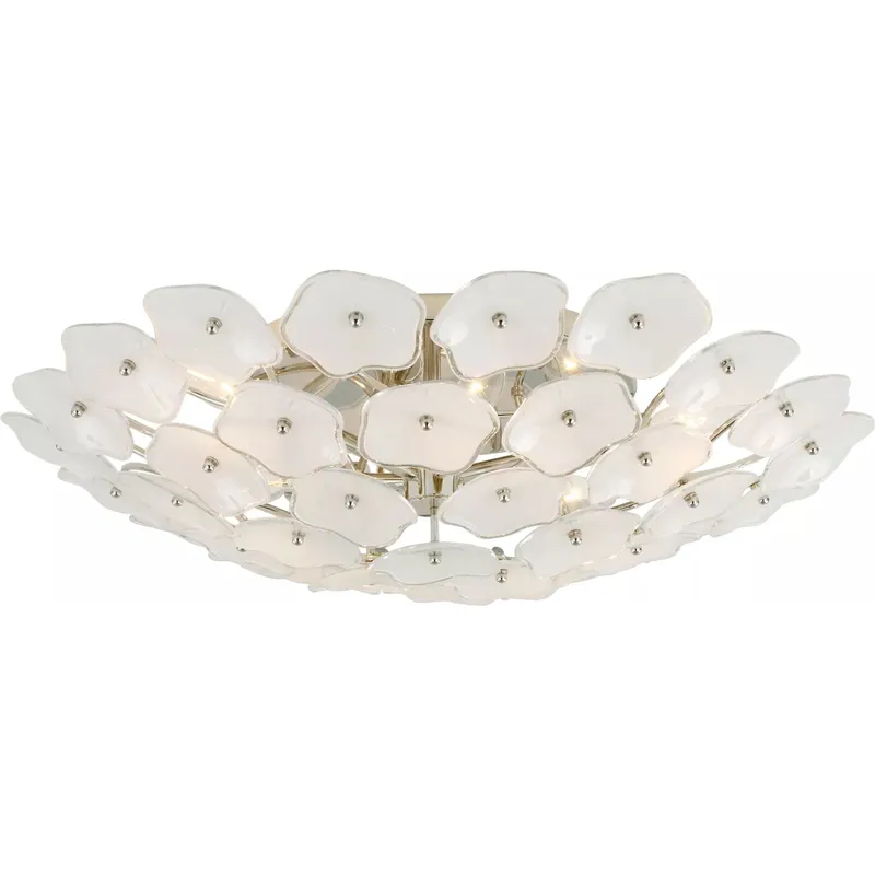 kate spade new york Leighton LED 25.75 inch Polished Nickel Flush Mount Ceiling Light in Cream Tinted Glass, Large