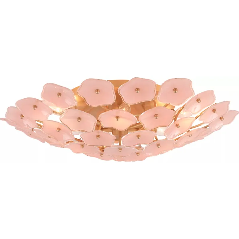 kate spade new york Leighton LED 25.75 inch Soft Brass Flush Mount Ceiling Light in Blush Tinted Glass, Large