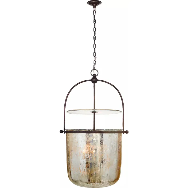 Chapman & Myers Lorford 4 Light 25 inch Aged Iron Lantern Pendant Ceiling Light in Mercury Glass, Large