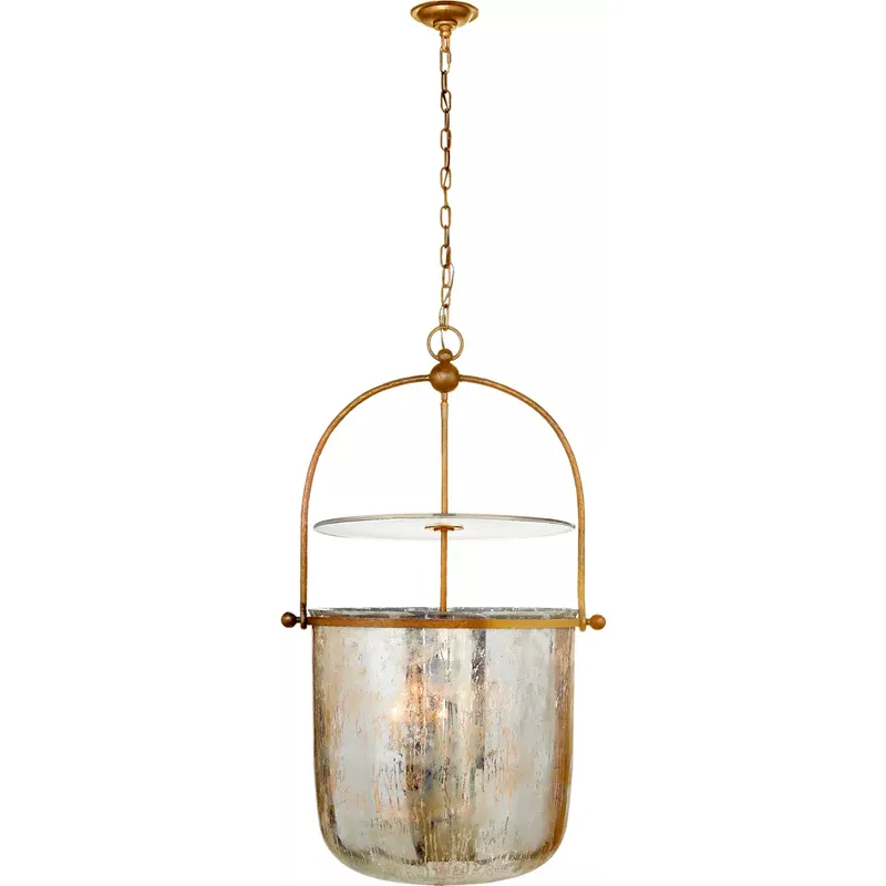 Chapman & Myers Lorford 4 Light 25 inch Gilded Iron Lantern Pendant Ceiling Light in Mercury Glass, Large
