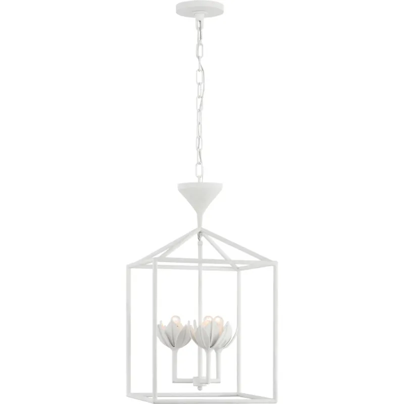 Julie Neill Alberto LED 14 inch Plaster White Open Cage Lantern Ceiling Light, Small