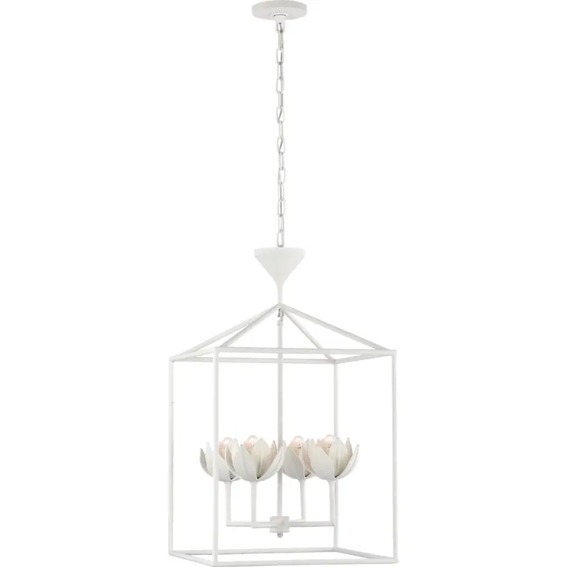 Julie Neill Alberto LED 18 inch Plaster White Open Cage Lantern Ceiling Light, Medium