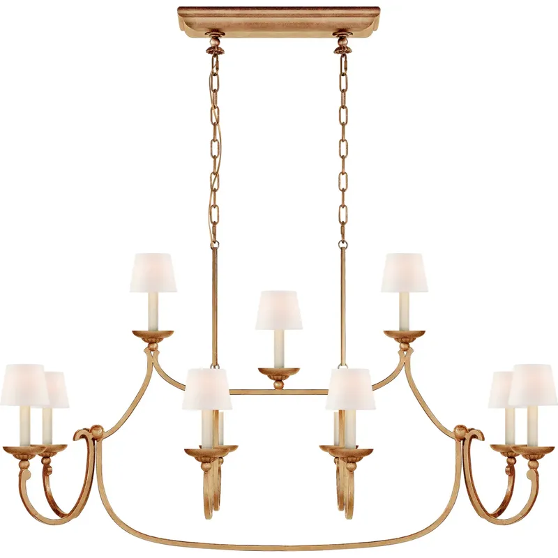 Chapman & Myers Flemish 11 Light 51.25 inch Gilded Iron Linear Pendant Ceiling Light in Linen, Large
