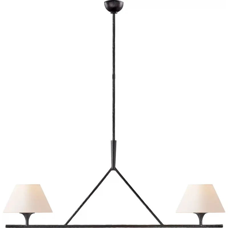 Ian K. Fowler Cesta 2 Light 54 inch Aged Iron Linear Chandelier Ceiling Light, Large