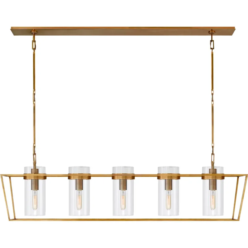 Ian K. Fowler Presidio 5 Light 54 inch Hand-Rubbed Antique Brass Linear Lantern Pendant Ceiling Light, Large