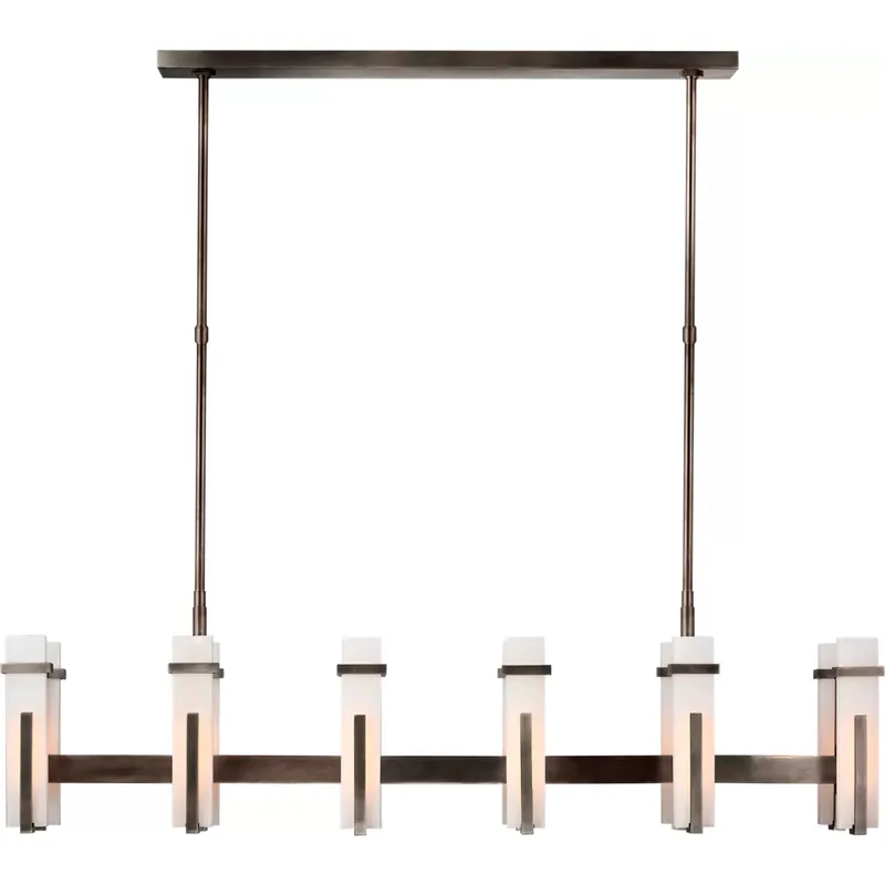 Ian K. Fowler Malik LED 54.75 inch Bronze Linear Chandelier Ceiling Light in Alabaster, Large