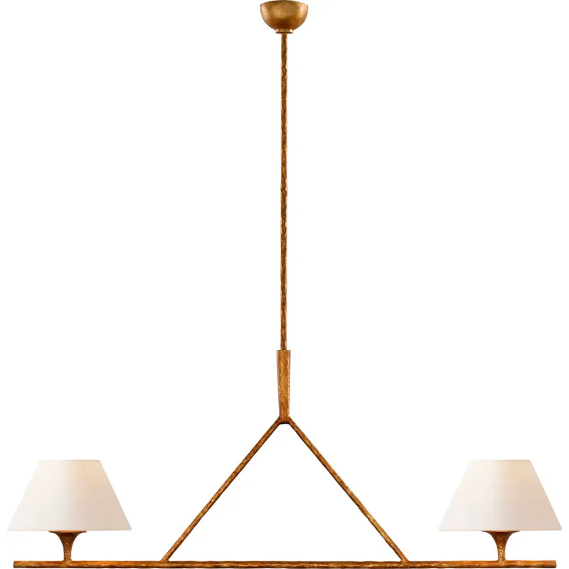 Ian K. Fowler Cesta 2 Light 54 inch Gilded Iron Linear Chandelier Ceiling Light, Large
