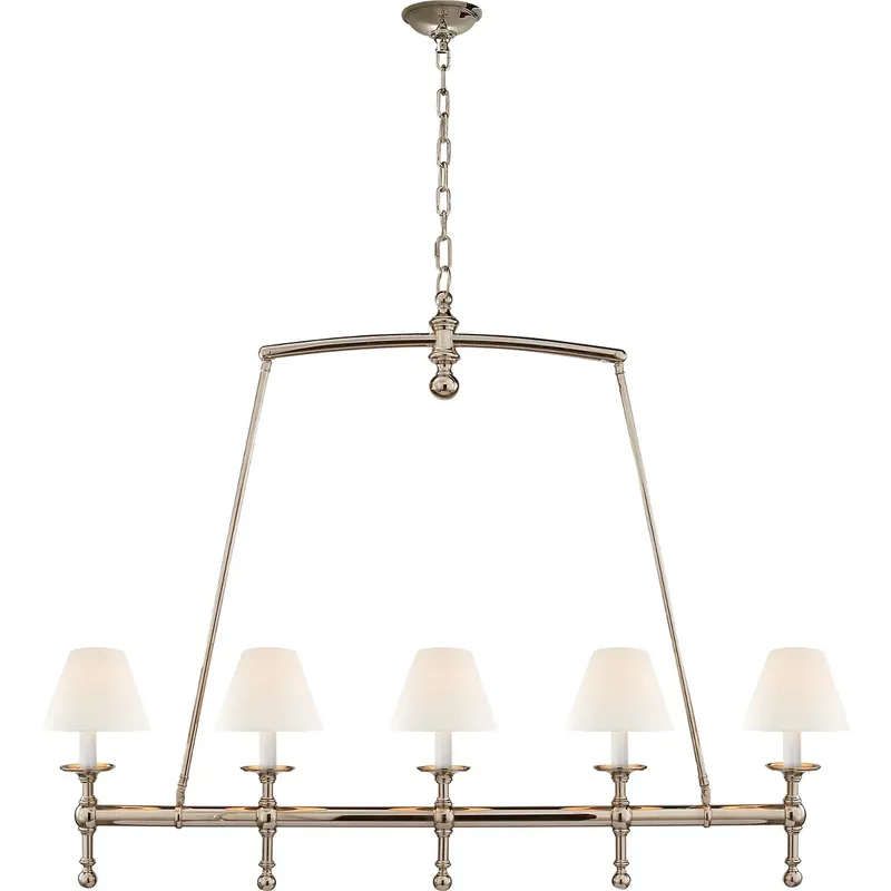 Chapman & Myers Classic2 5 Light 45.25 inch Polished Nickel Linear Chandelier Ceiling Light in Linen