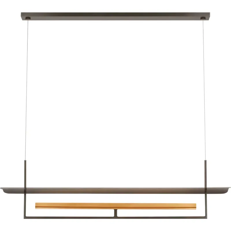 Ian K. Fowler Tristan LED 54 inch Bronze and Hand-Rubbed Antique Brass Reflector Linear Chandelier Ceiling Light