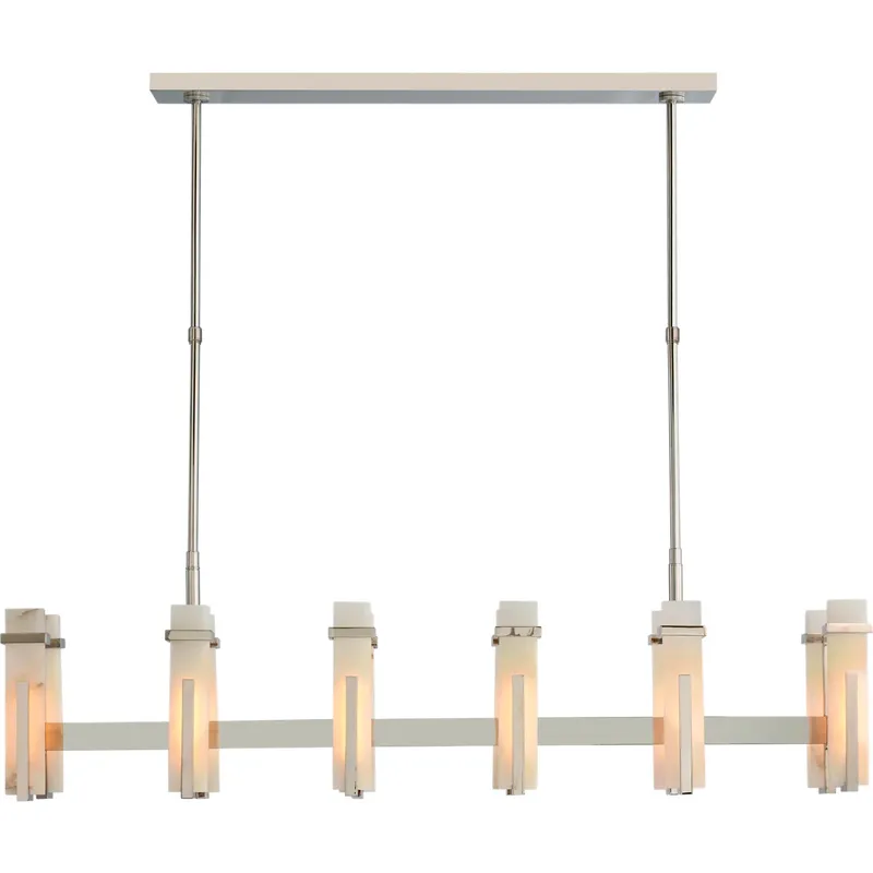Ian K. Fowler Malik LED 54.75 inch Polished Nickel Linear Chandelier Ceiling Light in Alabaster, Large