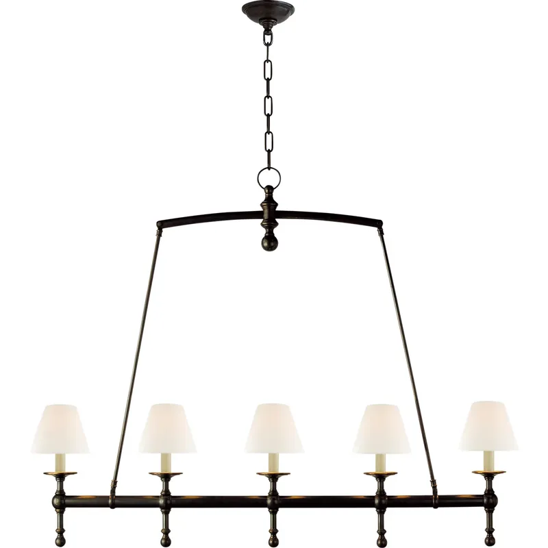 Chapman & Myers Classic2 5 Light 45.25 inch Bronze Linear Chandelier Ceiling Light in Linen