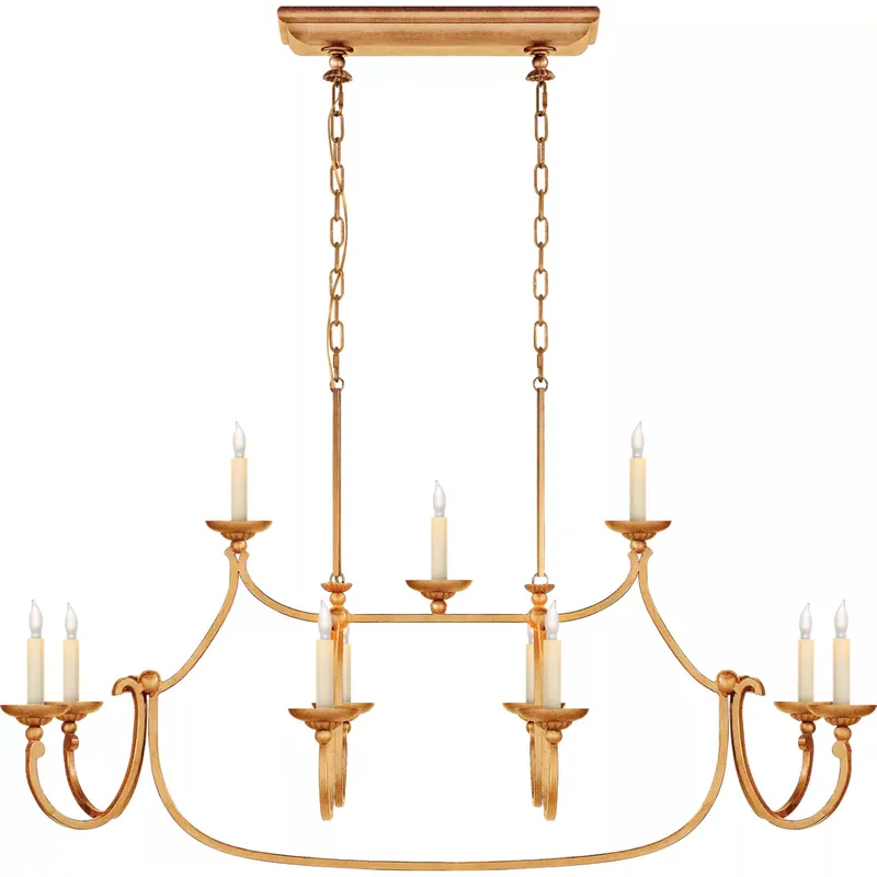 Chapman & Myers Flemish 11 Light 50 inch Gilded Iron Linear Pendant Ceiling Light in (None), Large