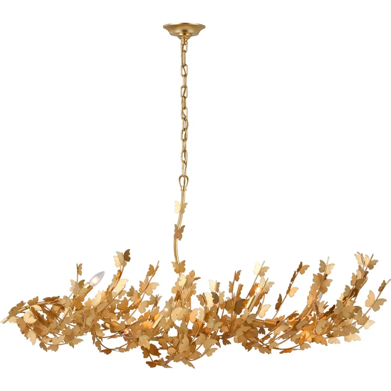 Julie Neill Farfalle LED 54.75 inch Gild Linear Chandelier Ceiling Light, Large