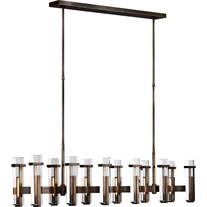 Ian K. Fowler Malik LED 54.75 inch Bronze Linear Chandelier Ceiling Light in Clear Glass, Large