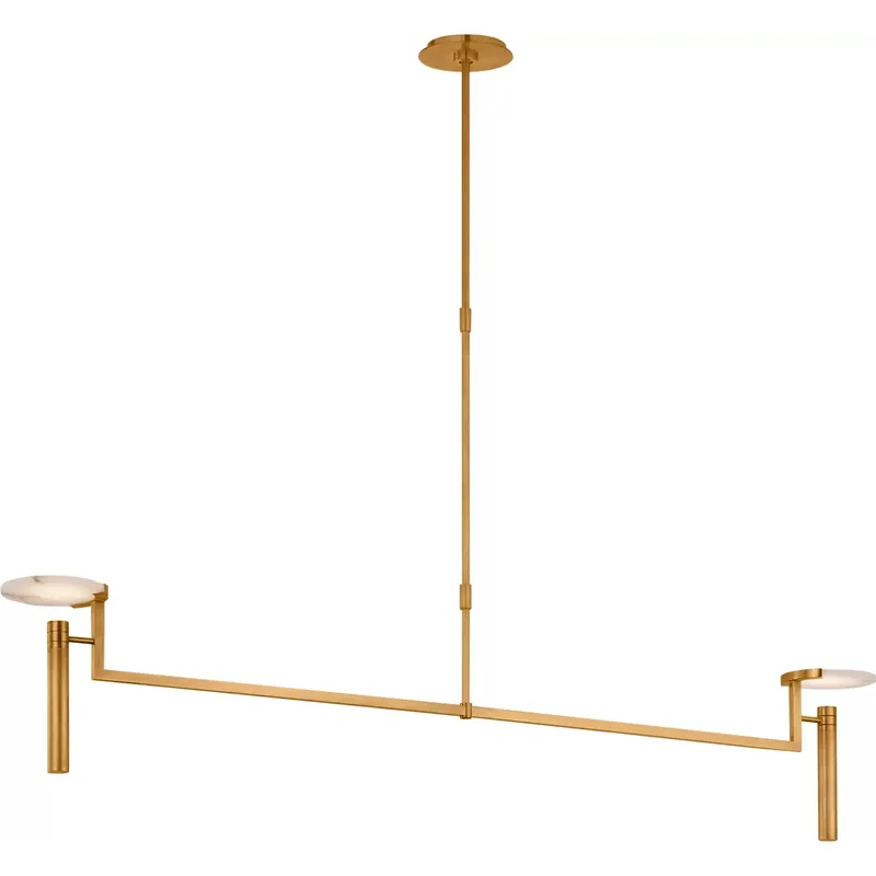 Kelly Wearstler Melange LED 60 inch Antique-Burnished Brass Floating Disc Linear Chandelier Ceiling Light, Extra Large