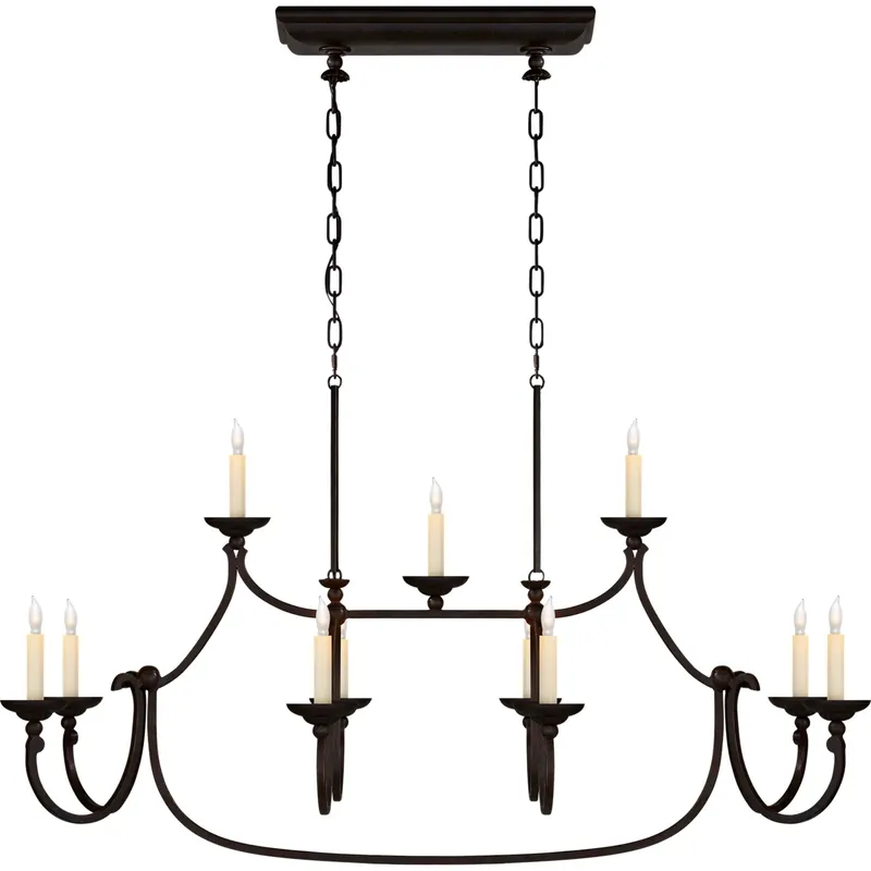Chapman & Myers Flemish 11 Light 50 inch Aged Iron Linear Pendant Ceiling Light in (None), Large