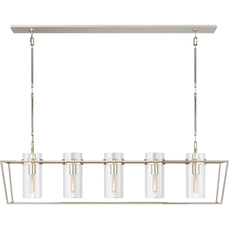 Ian K. Fowler Presidio 5 Light 54 inch Polished Nickel Linear Lantern Pendant Ceiling Light, Large
