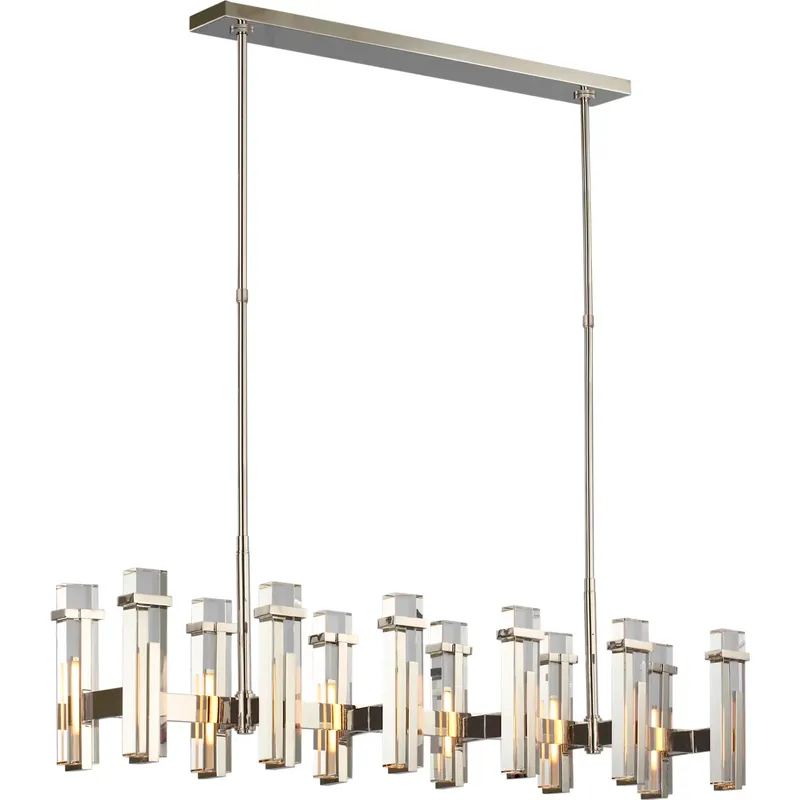Ian K. Fowler Malik LED 54.75 inch Polished Nickel Linear Chandelier Ceiling Light in Clear Glass, Large