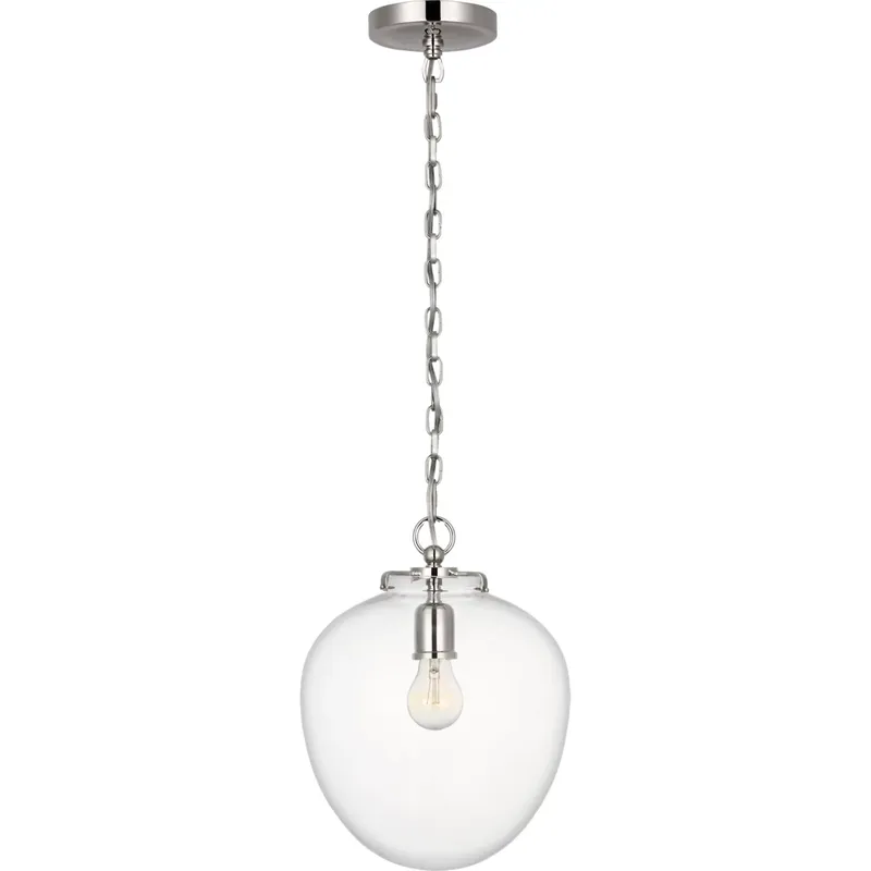 Thomas O'Brien Katie2 1 Light 10.5 inch Polished Nickel Acorn Pendant Ceiling Light in Clear Glass
