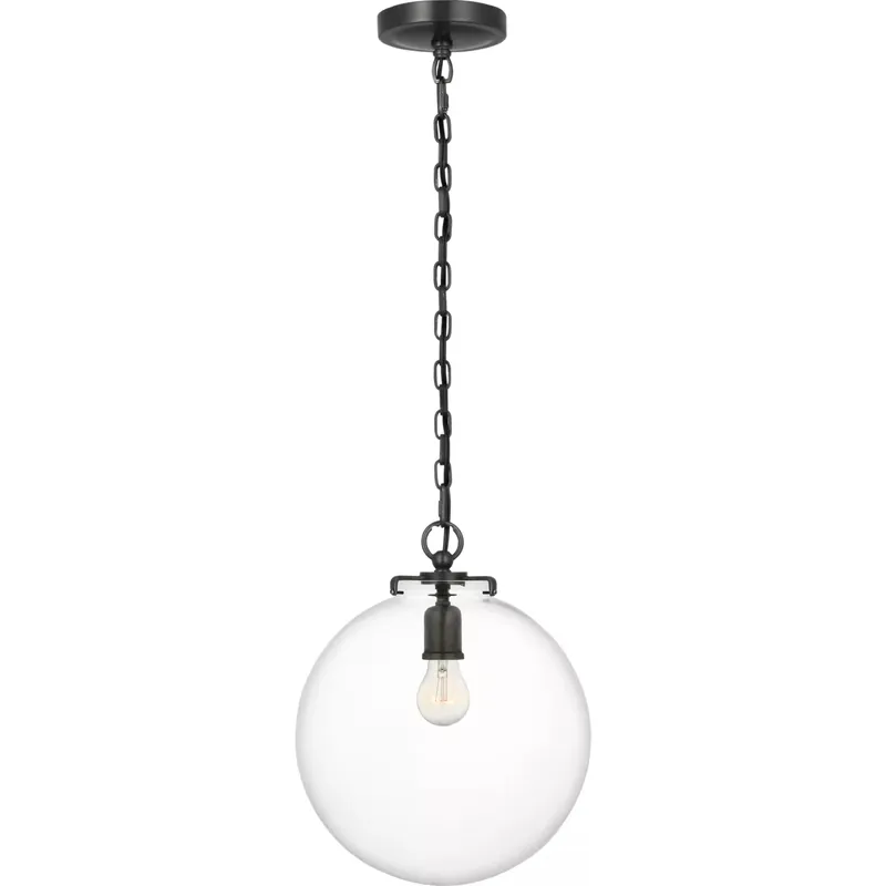 Thomas O'Brien Katie4 1 Light 12 inch Bronze Globe Pendant Ceiling Light in Clear Glass