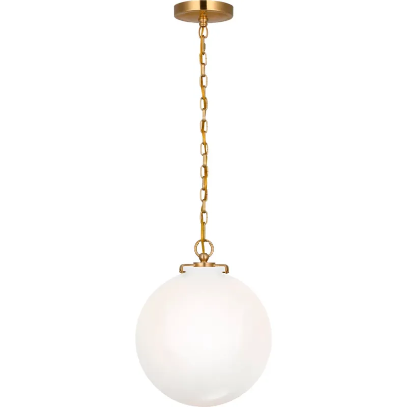 Thomas O'Brien Katie4 1 Light 12 inch Hand-Rubbed Antique Brass Globe Pendant Ceiling Light in White Glass