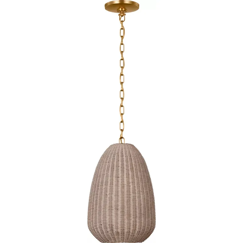 Chapman & Myers Kokomo LED 11.5 inch Antique-Burnished Brass Pendant Ceiling Light in Ash Wicker