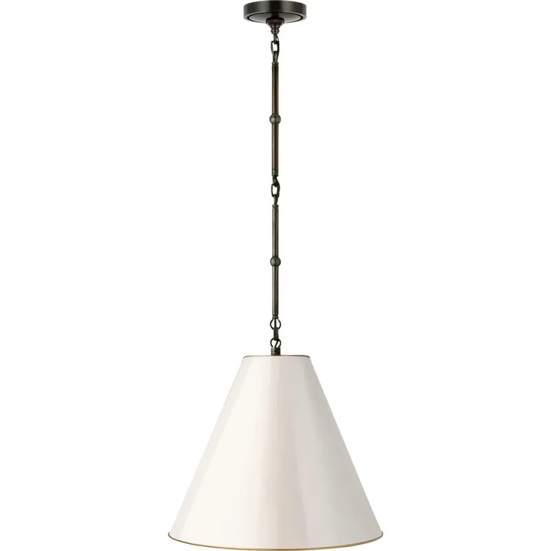 Thomas O'Brien Goodman 1 Light 15 inch Bronze Hanging Shade Ceiling Light in Antique White, Small