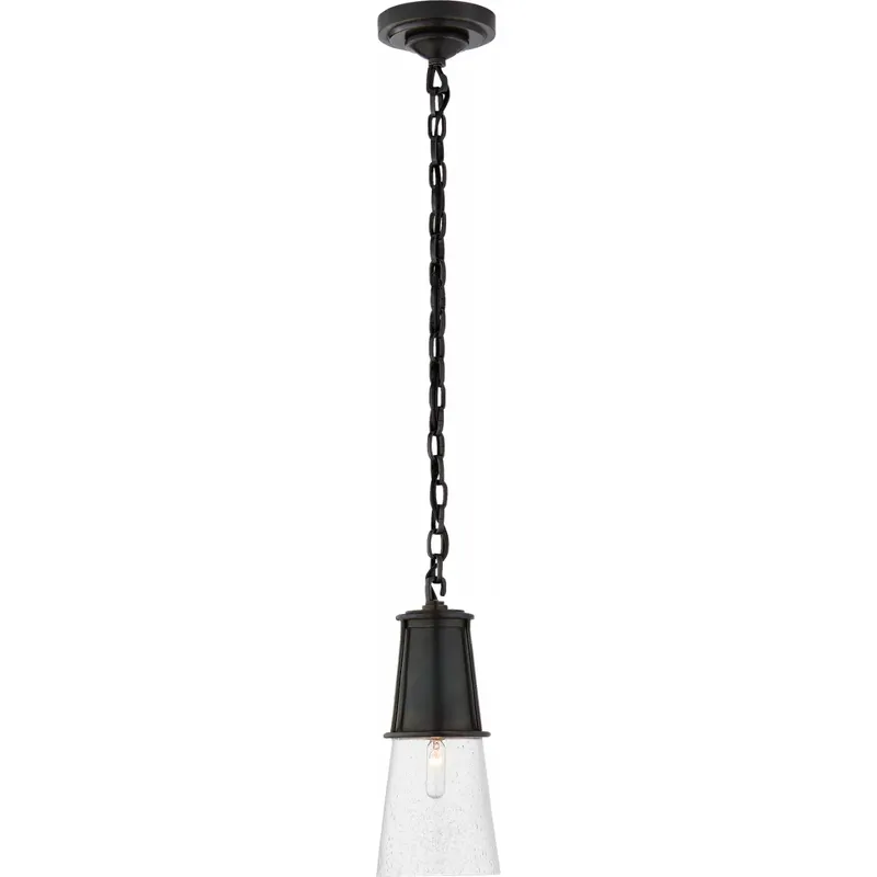 Thomas O'Brien Robinson 1 Light 4.75 inch Bronze Pendant Ceiling Light in Seeded Glass, Small