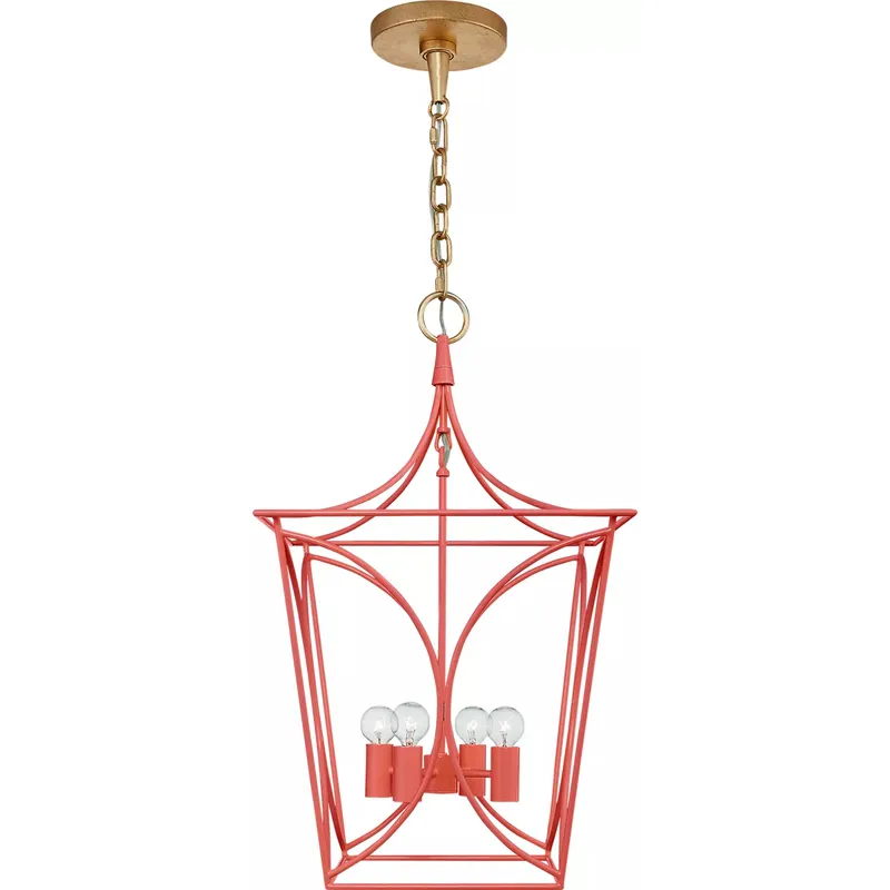 kate spade new york Cavanagh 4 Light 13.75 inch Coral and Gild Lantern Pendant Ceiling Light, Small