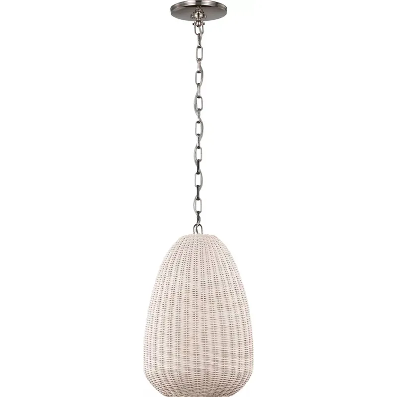 Chapman & Myers Kokomo LED 11.5 inch Polished Nickel Pendant Ceiling Light in Chalk Wicker