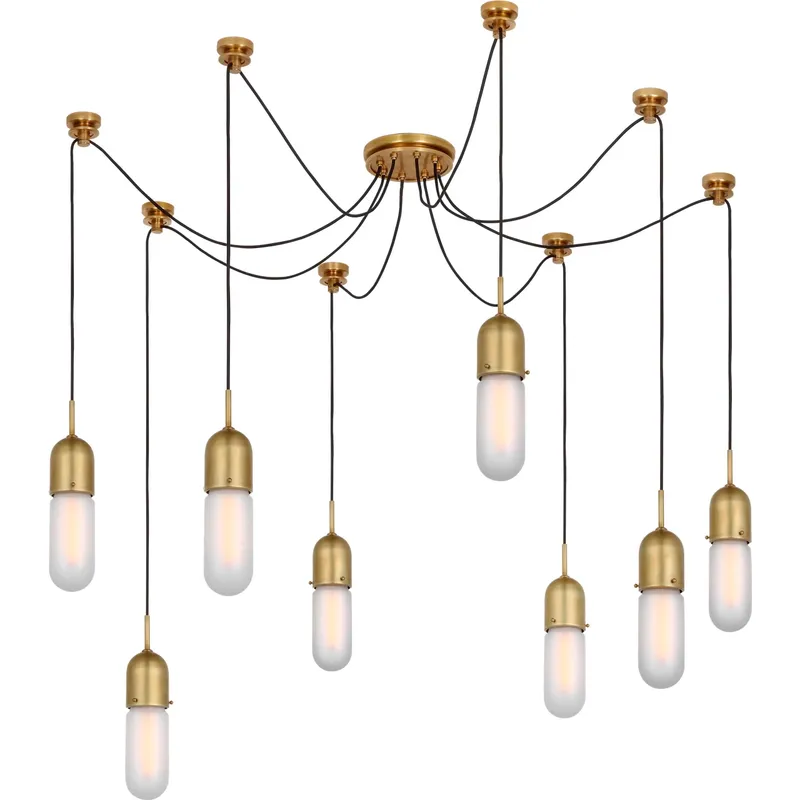 Thomas O'Brien Junio LED 9.5 inch Hand-Rubbed Antique Brass Pendant Ceiling Light in Frosted Glass