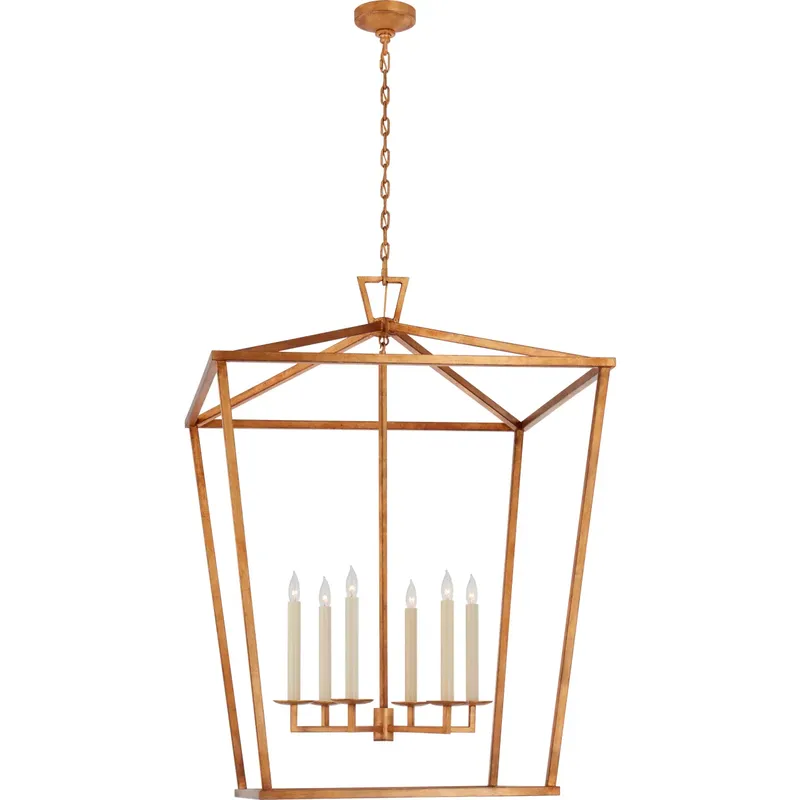 Chapman & Myers Darlana 6 Light 36 inch Gilded Iron Lantern Pendant Ceiling Light, XXL