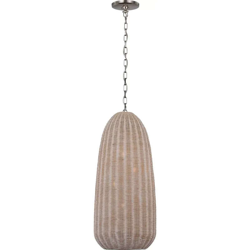 Chapman & Myers Kokomo LED 15 inch Polished Nickel Elongated Pendant Ceiling Light in Ash Wicker