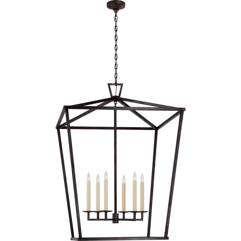 Chapman & Myers Darlana 6 Light 36 inch Aged Iron Lantern Pendant Ceiling Light, XXL
