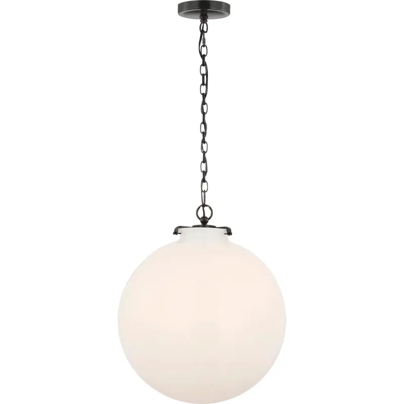 Thomas O'Brien Katie LED 16 inch Bronze Globe Pendant Ceiling Light in White Glass, Large