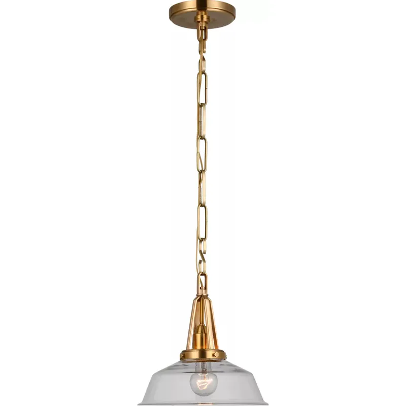 Chapman & Myers Layton LED 10 inch Antique-Burnished Brass Pendant Ceiling Light in Clear Glass