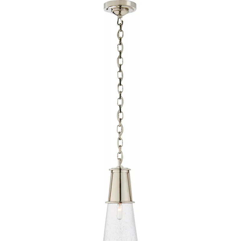 Thomas O'Brien Robinson 1 Light 4.75 inch Polished Nickel Pendant Ceiling Light in Seeded Glass, Small