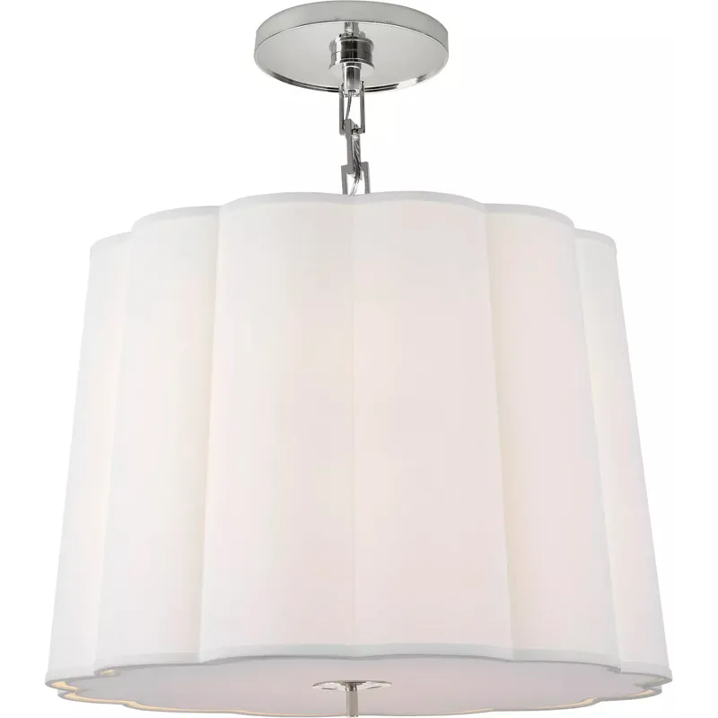 Barbara Barry Simple Scallop 5 Light 25 inch Soft Silver Hanging Shade Ceiling Light in Linen, Large