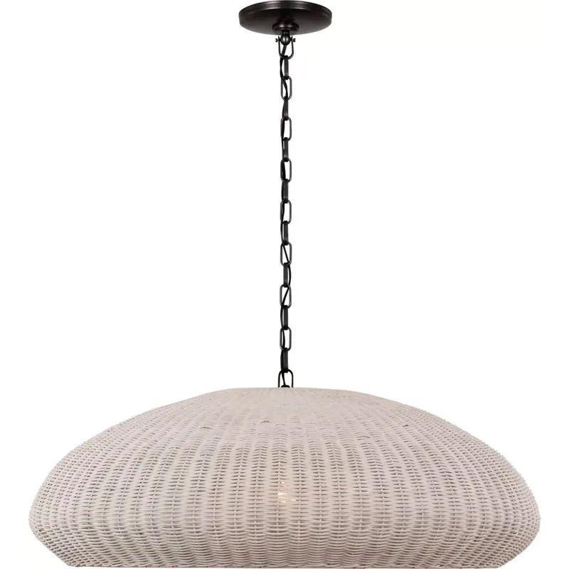 Chapman & Myers Kokomo LED 32 inch Bronze Wide Pendant Ceiling Light in Chalk Wicker