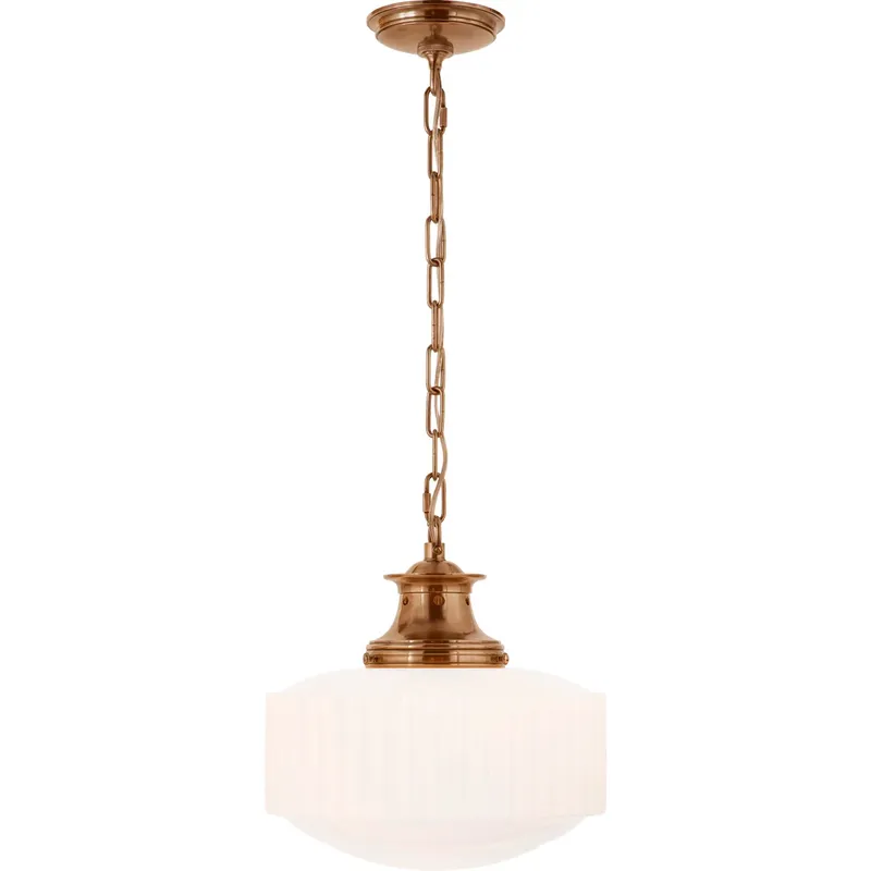 Thomas O'Brien Milton Road 1 Light 14 inch Hand-Rubbed Antique Brass Pendant Ceiling Light